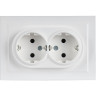 Розетка 2-местная IEK BRITE BR-R24-16-K91-F РСш12-3-БрАБ 16А в сборе с заземл. Защ. Шторки арктич. Бел.