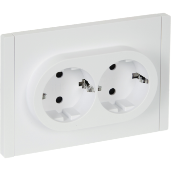 Розетка 2-местная IEK FORTEPIANO с заземлением, с защитными шторками, безвинтовое крепление, 16А FP223 белый FP-R24-16-1-K01